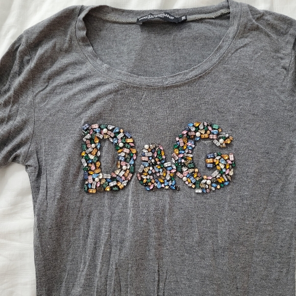 Authentic dolce & gabbana longsleeve graphic logo t-shirt with rhinestones - Picture 3 of 11